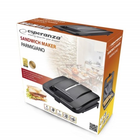 Opiekacz do kanapek Esperanza PARMIGIANO EKT010 (1000W; kolor czarny) Esperanza Opiekacz do kanapek Esperanza PARMIGIANO EKT010 (1000W; kolor czarny) Esperanza