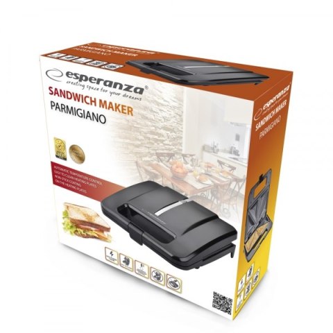 Opiekacz do kanapek Esperanza PARMIGIANO EKT010 (1000W; kolor czarny) Esperanza Opiekacz do kanapek Esperanza PARMIGIANO EKT010 (1000W; kolor czarny) Esperanza