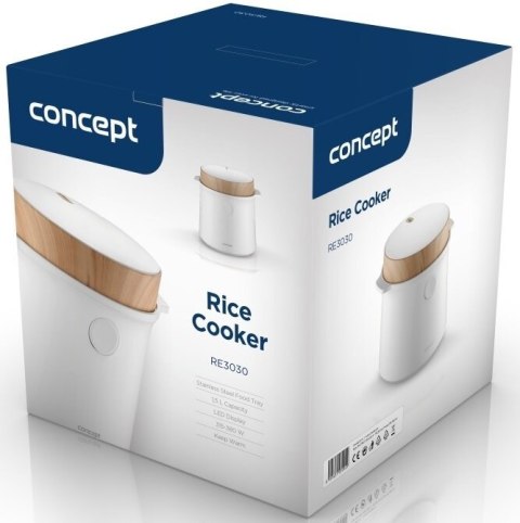 Ryżowar Ryżowar 1,5 l biały/drewno RE3030 CONCEPT CONCEPT Ryżowar Ryżowar 1,5 l biały/drewno RE3030 CONCEPT CONCEPT