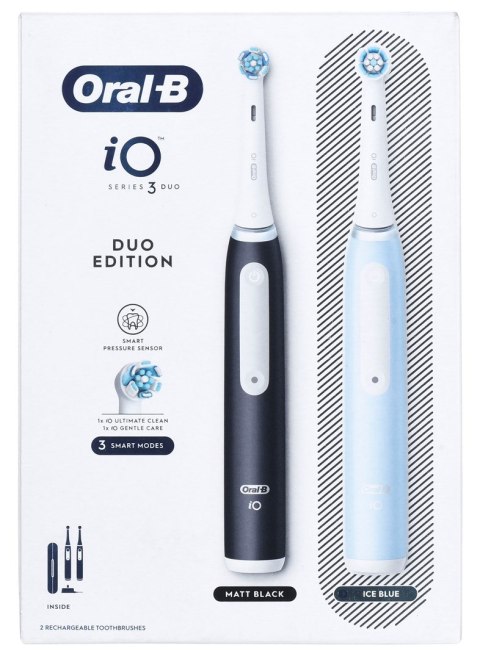 Braun Oral-B szczoteczka elektryczna iO 3 zestaw DUO BLACK & BLUE Braun Braun Oral-B szczoteczka elektryczna iO 3 zestaw DUO BLACK & BLUE Braun