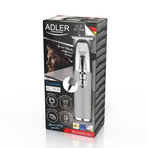 Trymer ADLER AD 2836s srebrny USB Adler Trymer ADLER AD 2836s srebrny USB Adler