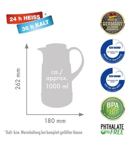 ROTPUNKT THERMOS JUG, 1.0 L, RISTRETTO (BLACK) 320 RI ROTPUNKT ROTPUNKT THERMOS JUG, 1.0 L, RISTRETTO (BLACK) 320 RI ROTPUNKT