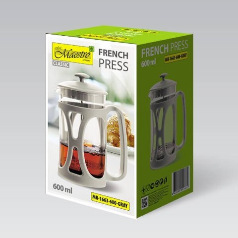 Prasa francuska MAESTRO 600ML MR-1663-600-GRAY Maestro Prasa francuska MAESTRO 600ML MR-1663-600-GRAY Maestro