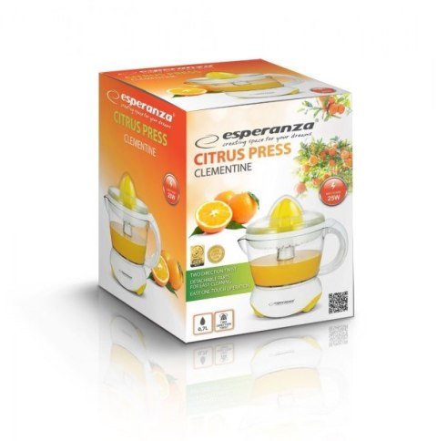 Wyciskarka wolnoobrotowa do cytrusów Esperanza Clementine EKJ001Y (25W; 0,75l; kolor żółty) Esperanza Wyciskarka wolnoobrotowa do cytrusów Esperanza Clementine EKJ001Y (25W; 0,75l; kolor żółty) Esperanza