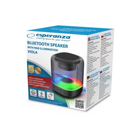 ESPERANZA GŁOŚNIK BLUETOOTH RGB VIOLA EP154 Esperanza ESPERANZA GŁOŚNIK BLUETOOTH RGB VIOLA EP154 Esperanza