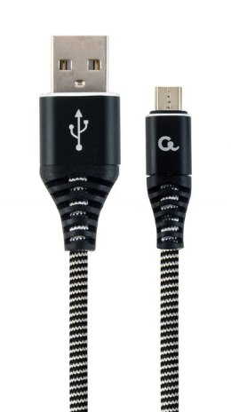 GEMBIRD KABEL PREMIUM MICRO USB 2.0 AM-MBM5P (METALOWE WTYKI,OPLOT) 2M, CZARNY/BIAŁY GEMBIRD