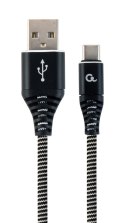 GEMBIRD PREMIUM KABEL USB-C 2.0 (AM/CM) METALOWE WTYKI, OPLOT NYLONOWY 2M, CZARNO/BIAŁY GEMBIRD
