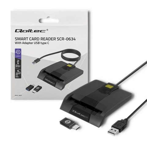 QOLTEC CZYTNIK CHIPOWYCH KART ID INTELIGENTNY | SCR-0634 | USB TYP C Qoltec QOLTEC CZYTNIK CHIPOWYCH KART ID INTELIGENTNY | SCR-0634 | USB TYP C Qoltec