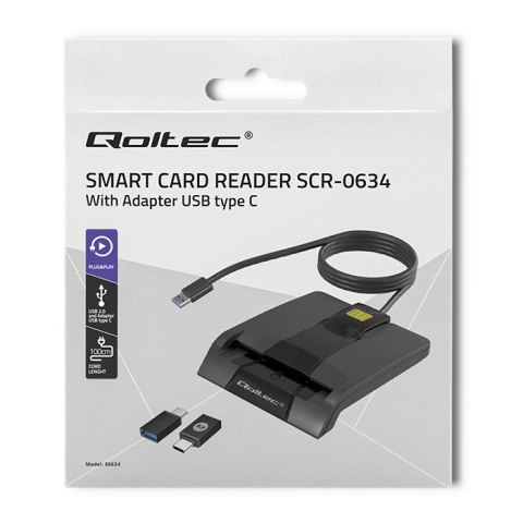 QOLTEC CZYTNIK CHIPOWYCH KART ID INTELIGENTNY | SCR-0634 | USB TYP C Qoltec QOLTEC CZYTNIK CHIPOWYCH KART ID INTELIGENTNY | SCR-0634 | USB TYP C Qoltec
