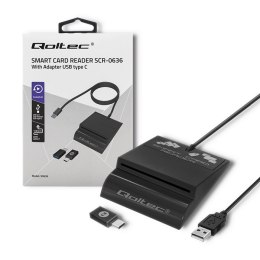 QOLTEC CZYTNIK CHIPOWYCH KART ID INTELIGENTNY | SCR-0636 | USB TYP C Qoltec