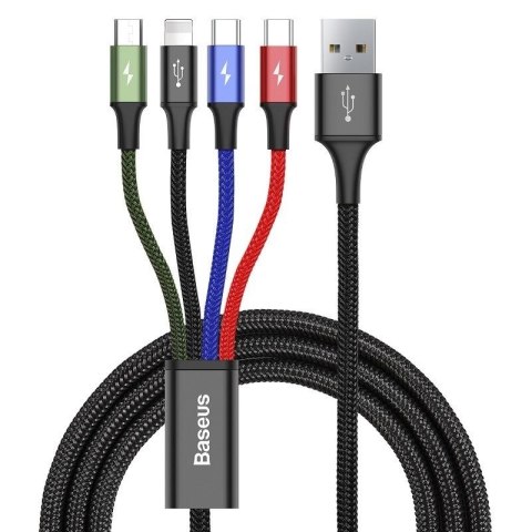 Zestaw kabli zasilający Baseus CA1T4-B01 (USB - Lightning, Micro USB, USB typu C ; 1,2m; kolor czarny) Baseus Zestaw kabli zasilający Baseus CA1T4-B01 (USB - Lightning, Micro USB, USB typu C ; 1,2m; kolor czarny) Baseus