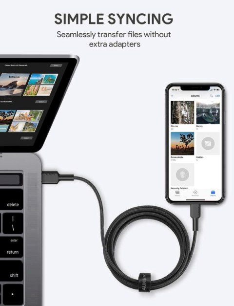 AUKEY CB-CL03 NYLONOWY KABEL USB C-LIGHTNING 2M PD AUKEY AUKEY CB-CL03 NYLONOWY KABEL USB C-LIGHTNING 2M PD AUKEY