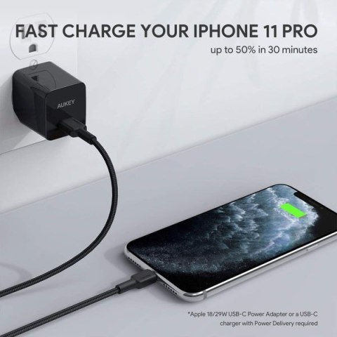 AUKEY CB-CL03 NYLONOWY KABEL USB C-LIGHTNING 2M PD AUKEY AUKEY CB-CL03 NYLONOWY KABEL USB C-LIGHTNING 2M PD AUKEY
