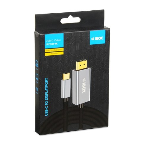 IBOX KABEL ITVCDP4K USB-C TO DISPLAYPORT 4K 1,8M IBOX IBOX KABEL ITVCDP4K USB-C TO DISPLAYPORT 4K 1,8M IBOX