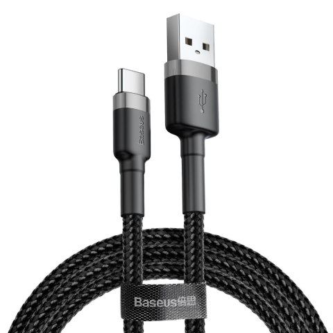 Kabel Baseus Cafule CATKLF-CG1 (USB 2.0 - USB typu C ; 2m; kolor szaro-czarny) Baseus Kabel Baseus Cafule CATKLF-CG1 (USB 2.0 - USB typu C ; 2m; kolor szaro-czarny) Baseus