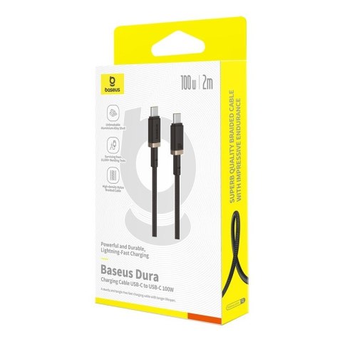 Kabel Baseus Dura Typ C-Typ C 100W 2m (czarno-złoty) Baseus Kabel Baseus Dura Typ C-Typ C 100W 2m (czarno-złoty) Baseus