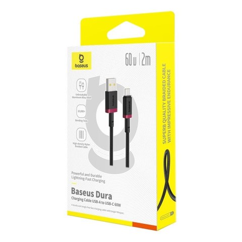 Kabel Baseus Dura USB-Typ C 60W 1m (czerwono-czarny) Baseus Kabel Baseus Dura USB-Typ C 60W 1m (czerwono-czarny) Baseus