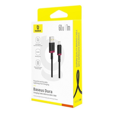 Kabel Baseus Dura USB-Typ C 60W 2m (czerwono-czarny) Baseus Kabel Baseus Dura USB-Typ C 60W 2m (czerwono-czarny) Baseus