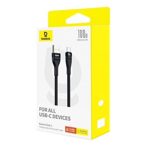 Kabel Baseus Flash 2 USB-USB C 100w 2m (czarny) Baseus Kabel Baseus Flash 2 USB-USB C 100w 2m (czarny) Baseus