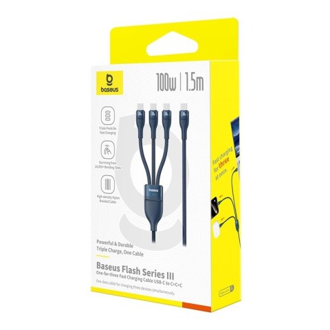 Kabel Baseus Flash Series 3 100W 1,5m (niebieski) Baseus Kabel Baseus Flash Series 3 100W 1,5m (niebieski) Baseus