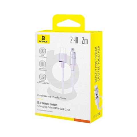 Kabel Baseus Gem 2.4A 2m (fioletowy) Baseus Kabel Baseus Gem 2.4A 2m (fioletowy) Baseus