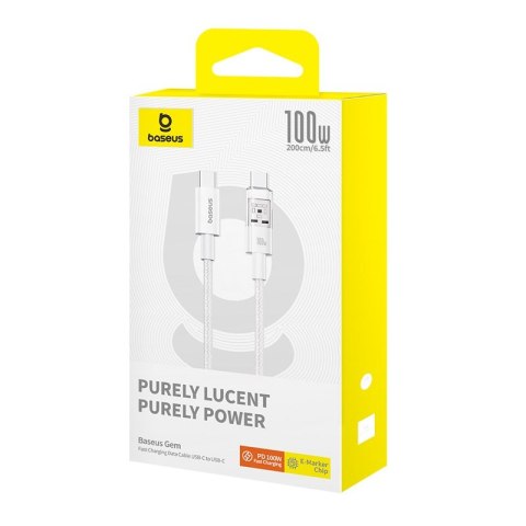 Kabel Baseus Gem Typ C-Typ C 100W 2m (biały) Baseus Kabel Baseus Gem Typ C-Typ C 100W 2m (biały) Baseus