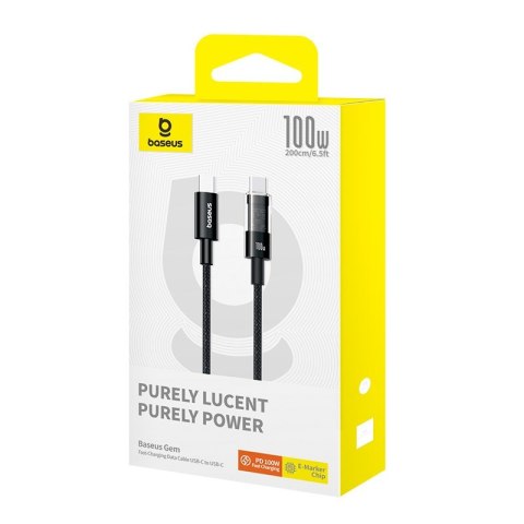 Kabel Baseus Gem Typ C-Typc C 100W 2m (czarny) Baseus Kabel Baseus Gem Typ C-Typc C 100W 2m (czarny) Baseus