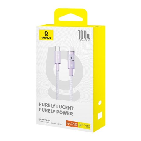 Kabel Baseus Gem Typ C-Typc C 100W 2m (fioletowy) Baseus Kabel Baseus Gem Typ C-Typc C 100W 2m (fioletowy) Baseus