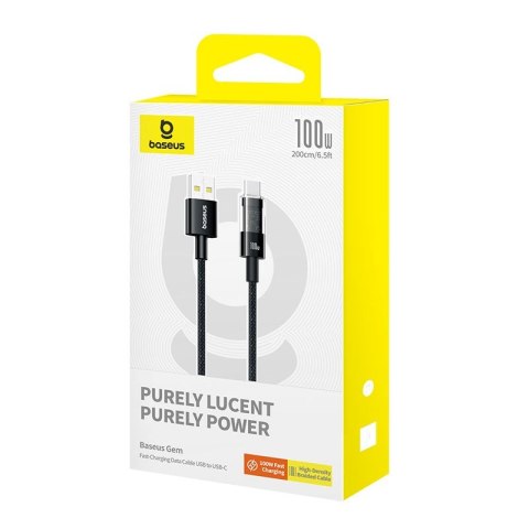 Kabel Baseus Gem USB-USB C 100W 2m (czarny) Baseus Kabel Baseus Gem USB-USB C 100W 2m (czarny) Baseus