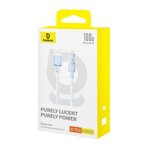 Kabel Baseus Gem USB-USB C 100W 2m (niebieski) Baseus Kabel Baseus Gem USB-USB C 100W 2m (niebieski) Baseus