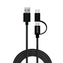 Kabel SAVIO CL-128 (Micro USB typu B, USB typu C - USB 2.0 typu A ; 1m; kolor czarny) SAVIO
