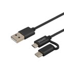 Kabel SAVIO CL-128 (Micro USB typu B, USB typu C - USB 2.0 typu A ; 1m; kolor czarny) SAVIO
