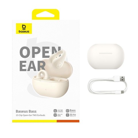 Słuchawki powietrzne Baseus Bass 15 Clip Open-Ear (biały) Baseus Słuchawki powietrzne Baseus Bass 15 Clip Open-Ear (biały) Baseus