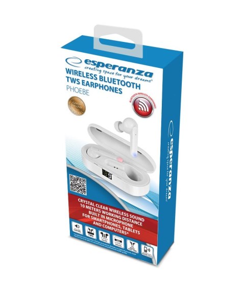 ESPERANZA SŁUCHAWKI DOUSZNE BLUETOOTH TWS PHOEBE EH230W Esperanza ESPERANZA SŁUCHAWKI DOUSZNE BLUETOOTH TWS PHOEBE EH230W Esperanza