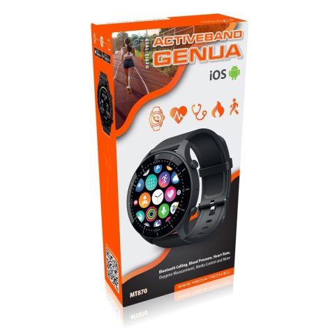 MEDIA-TECH SMARTBAND GENUA, FUNKCJA DZWONIENIA BLUETOOTH, POMAIAR CIŚNIENIA KRWI, PULSU I INNYCH PARAMETRÓW MT870 Media tech MEDIA-TECH SMARTBAND GENUA, FUNKCJA DZWONIENIA BLUETOOTH, POMAIAR CIŚNIENIA KRWI, PULSU I INNYCH PARAMETRÓW MT870 Media tech