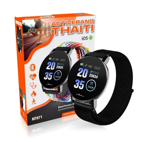 MEDIA-TECH SMARTBAND THAITI, MONITORING CIŚNIENIA KRWI, PULSU ORAZ INNYCH PARAMETRÓW, DWA PASKI NYLONOWE W ZESTAWIE MT871 Media tech MEDIA-TECH SMARTBAND THAITI, MONITORING CIŚNIENIA KRWI, PULSU ORAZ INNYCH PARAMETRÓW, DWA PASKI NYLONOWE W ZESTAWIE MT871 Media tech