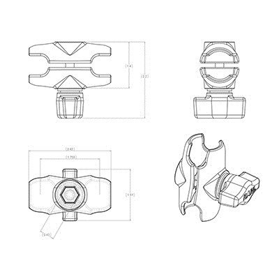 RAM MOUNT ramię montażowe o dł. 6 cm RAM-B-201U-A RAM MOUNTS RAM MOUNT ramię montażowe o dł. 6 cm RAM-B-201U-A RAM MOUNTS