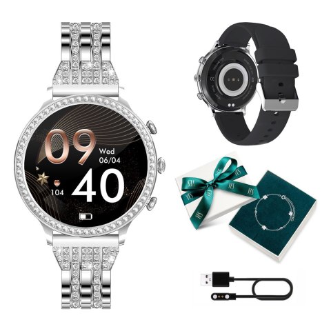 Smartwatch damski Manta Diamond Lusso srebrny + bransoletka YES Manta Multimedia Sp. z o.o. Smartwatch damski Manta Diamond Lusso srebrny + bransoletka YES Manta Multimedia Sp. z o.o.