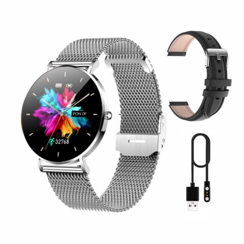 Smartwatch zegarek damski męski Manta Alexa srebrny + czarny pasek (WYPRZEDAŻ) Manta Multimedia Sp. z o.o. Smartwatch zegarek damski męski Manta Alexa srebrny + czarny pasek (WYPRZEDAŻ) Manta Multimedia Sp. z o.o.