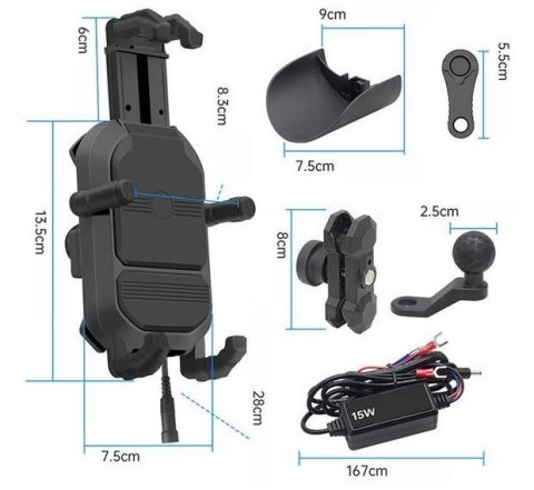 Uchwyt na telefon i ładowarka indukcyjna FreedConn MC29 15W + USB FreedConn Uchwyt na telefon i ładowarka indukcyjna FreedConn MC29 15W + USB FreedConn