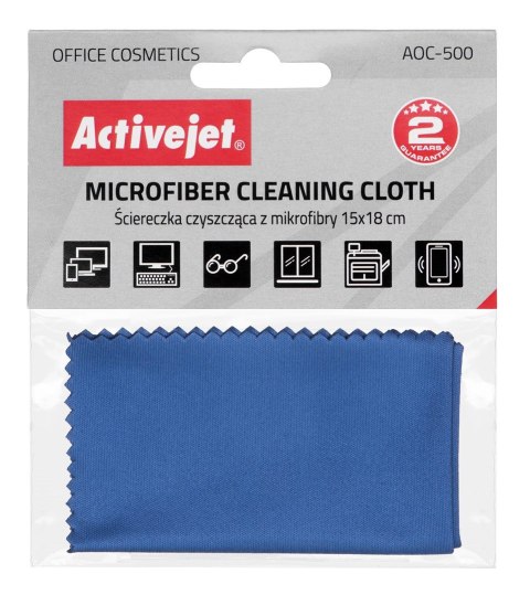 Activejet AOC-500 Ściereczka czyszcząca z mikrofibry 15x18cm, doskonała do czyszczenia laptopów, monitorów, klawiatur, obudów ko Activejet Activejet AOC-500 Ściereczka czyszcząca z mikrofibry 15x18cm, doskonała do czyszczenia laptopów, monitorów, klawiatur, obudów ko Activejet
