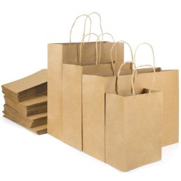 BSTech Torba Papierowa z rączką brązowa 210x140x270 25 szt 120 gsm BESTPAK