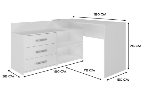 Biurko narożne + komoda DANY 120x50xH76 biały TOP E SHOP Biurko narożne + komoda DANY 120x50xH76 biały TOP E SHOP