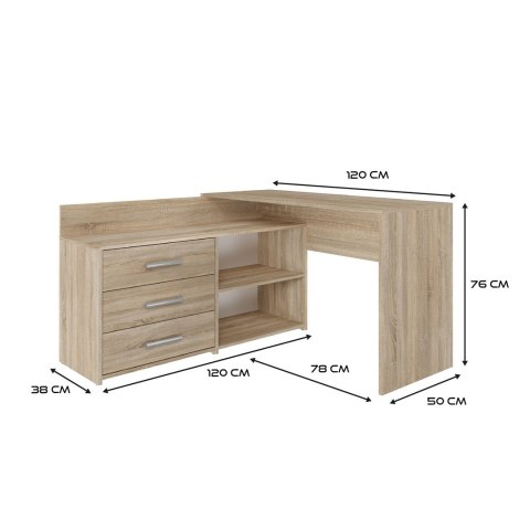 Biurko narożne + komoda DANY 120x50xH76 sonoma TOP E SHOP Biurko narożne + komoda DANY 120x50xH76 sonoma TOP E SHOP