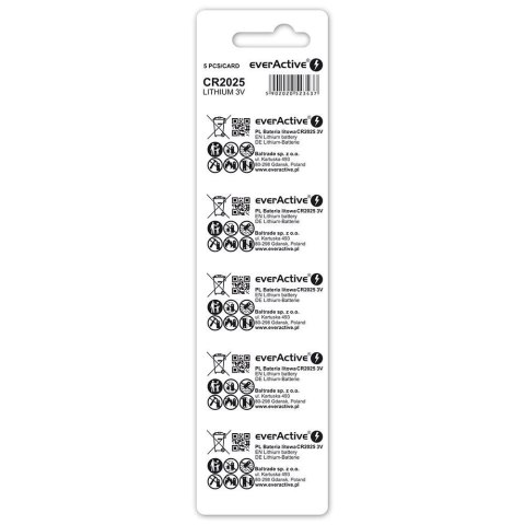 EVERACTIVE BATERIE LITOWE CR20255BL BLISTER- 5 SZT. EverActive EVERACTIVE BATERIE LITOWE CR20255BL BLISTER- 5 SZT. EverActive