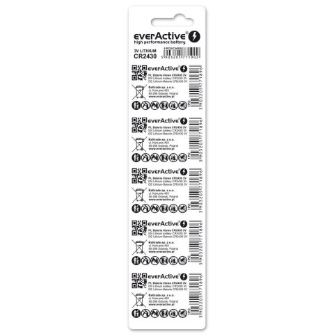 EVERACTIVE BATERIE LITOWE CR2430 BLISTER 5 SZT. CR24305BL EverActive EVERACTIVE BATERIE LITOWE CR2430 BLISTER 5 SZT. CR24305BL EverActive