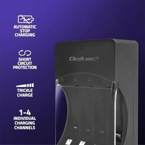 QOLTEC ŁADOWARKA DO AKUMULATORKÓW NI-MH TYPU R03/AAA R06/AA | 300MA Qoltec QOLTEC ŁADOWARKA DO AKUMULATORKÓW NI-MH TYPU R03/AAA R06/AA | 300MA Qoltec