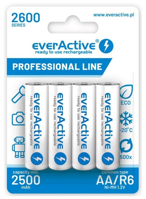 Zestaw akumulatorków everActive Professional line EVHRL6-2600 (2600mAh ; Ni-MH) EverActive Zestaw akumulatorków everActive Professional line EVHRL6-2600 (2600mAh ; Ni-MH) EverActive