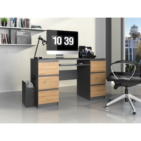 Biurko KUBA 130x51xH76 antracyt/artisan TOP E SHOP Biurko KUBA 130x51xH76 antracyt/artisan TOP E SHOP