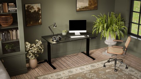 Biurko z el. reg. wys. MOON 150x80 czarny/san sebas Cama MEBLE Biurko z el. reg. wys. MOON 150x80 czarny/san sebas Cama MEBLE
